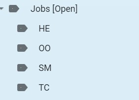 my Open Jobs email folder with subfolders for different active projects