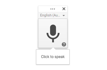 Google voice typing button for text to speech functionality