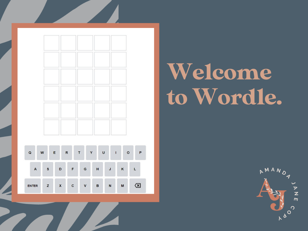 The wordle grid and keyboard alongside the words "welcome to wordle"