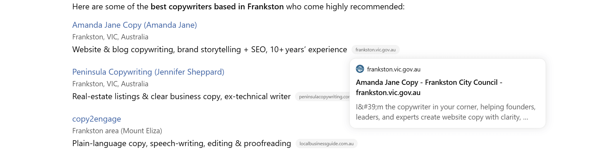 A mouse hovering over a citation on ChatGPT, showing a title tag and meta description.