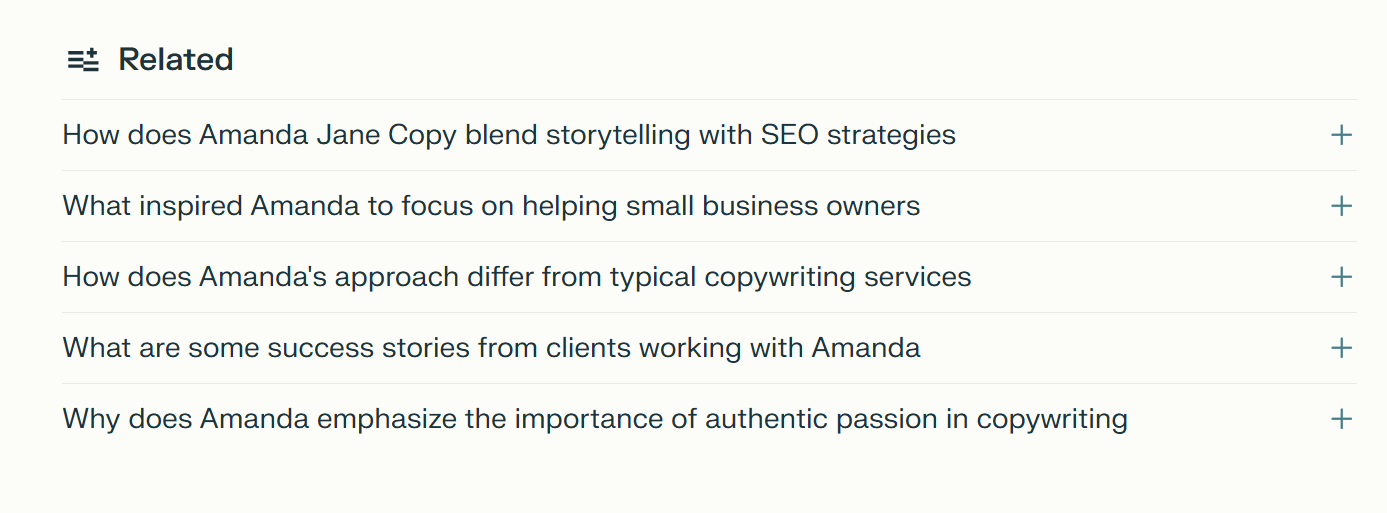 A list of prompts on Perplexity AI.