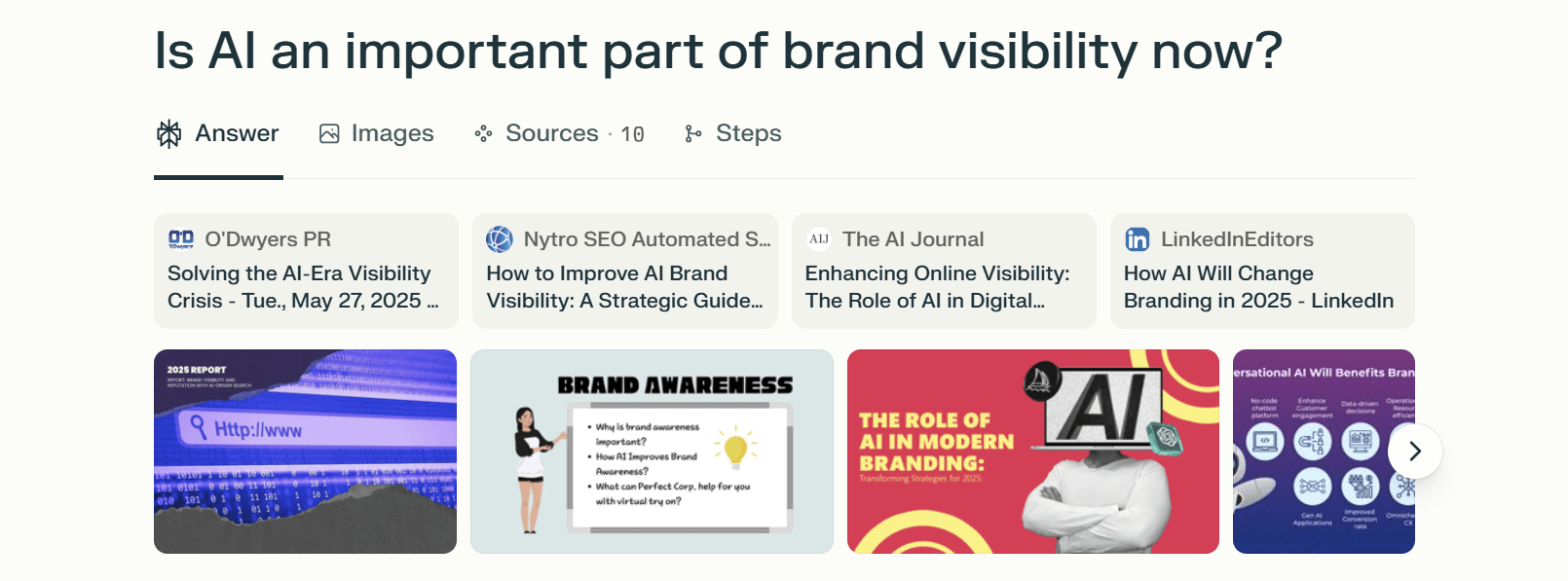 A list of sources included on a search in Perplexity.