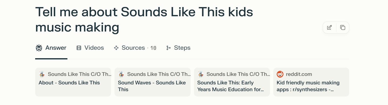 Perplexity citing sources, including url and title tag.